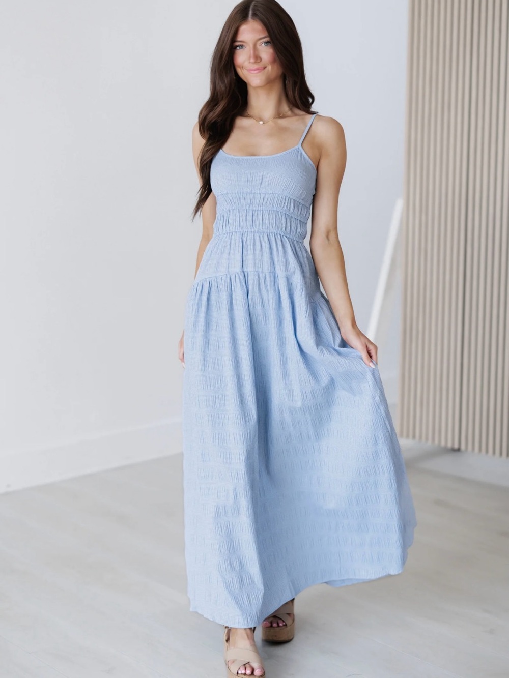 NWT Light Blue Spaghetti Strap Maxi Dress